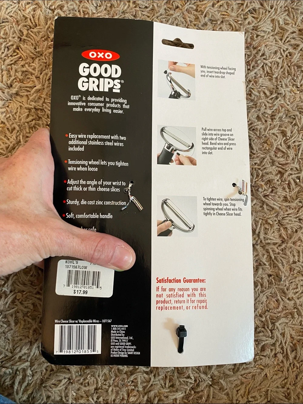 OXO Good Grips Wire Cheese Slicer with Black Soft-Grip Handle and Silver Blade